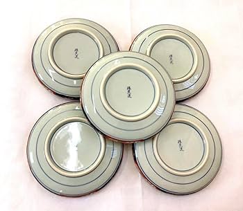 Amazon.co.jp: 有田焼 珠光造 5枚セット 中鉢 浅鉢 色絵 金彩古